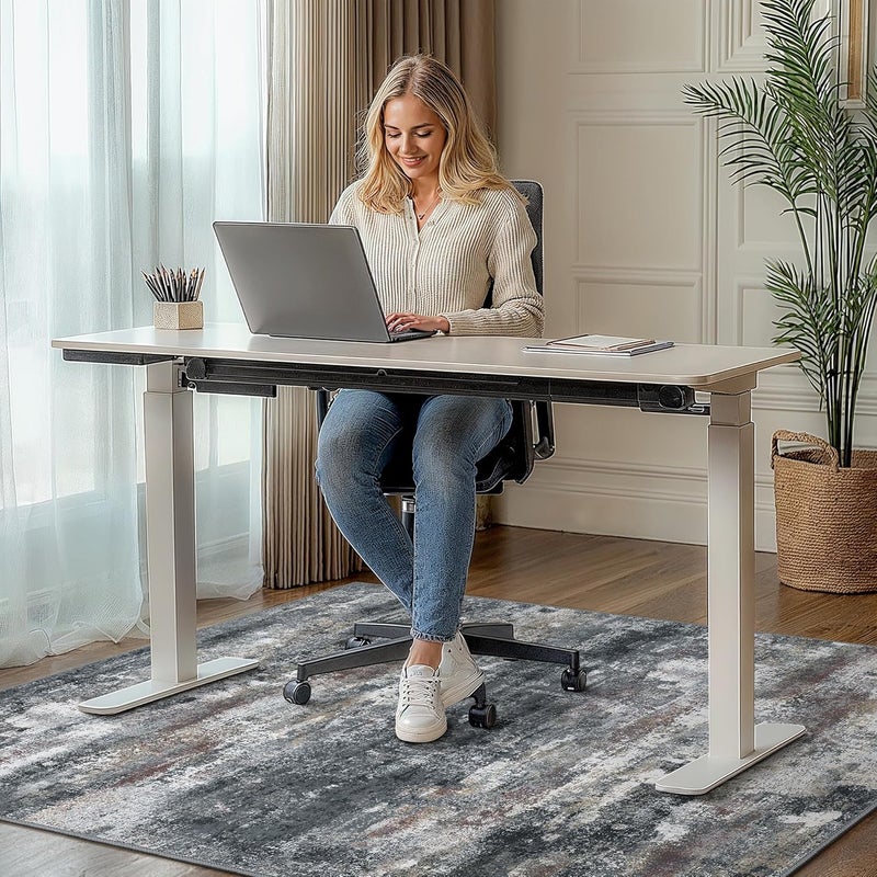 BESBLEE Office Chair Mat for Hardwood Tile Floor, Abstract 48"X 60" Desk Mats for Office Chair on Rolling Chairs Carpet, Desk Anti-Slip 1/5" Thick Rug for Computer Chair, Thin Low-Pile Floor Mat, Dark Gray - Image 2